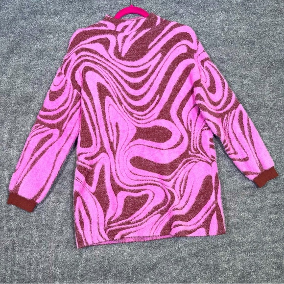 Anthropologie Womens XS Oversized Mock Neck Tunic Sweater Soft Eyelash Pink Rose - Picture 2 of 10